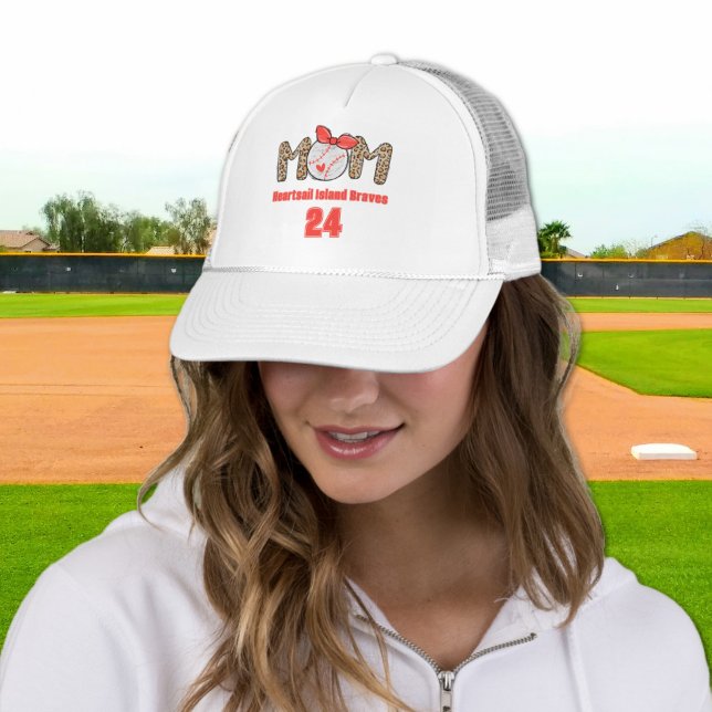 Boné Trendy Hand desenhou Baseball Mãe Personalizada (Trendy Baseball Mom Personalized Trucker Hat)