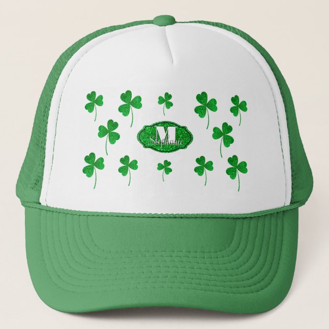 Boné Trevos Reluzentes Verde Monogramados St Patrick (Frente)