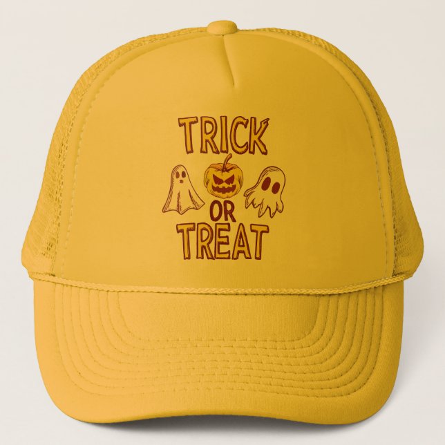 Boné Trick ou Treat assustador de Halloween - fantasmas (Frente)