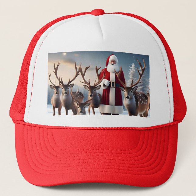 Boné Tripulação de papais noeis: Pai Natal Possui Renas (Frente)