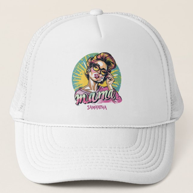 Boné Trô Personalizado Da Pop De Arte Da Mamãe (16) (Frente)