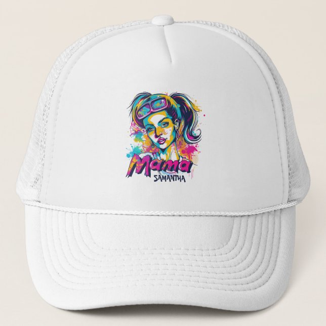 Boné Trô Personalizado Da Pop De Arte Da Mamãe (18) (Frente)