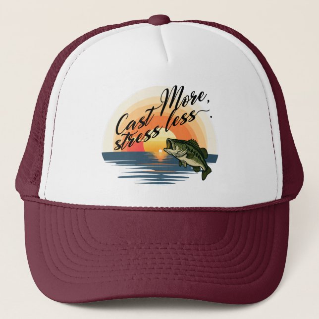 Boné Trophy Bass Fishing Graphic Cast More, stress less (Frente)