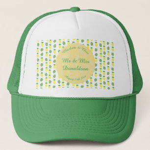 Boné Tropical Summer Wedding Pineapple and Palm Leaves