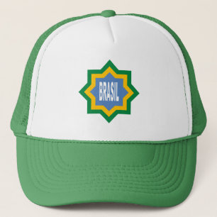Boné Trucker branco/verde BRASIL