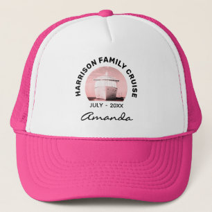 Boné Trucker Clássico de Família Rosa Personalizad