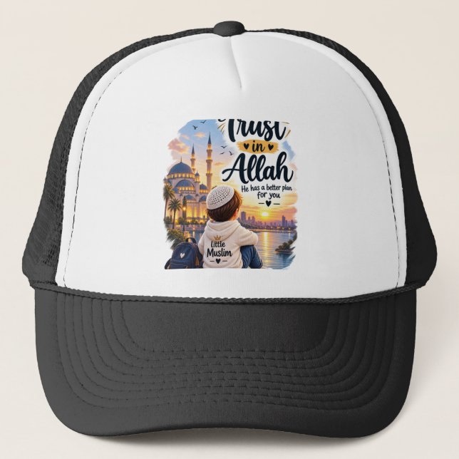 Boné Trucker Confie em Alá - Gorro de Fé Islâmica (Frente)