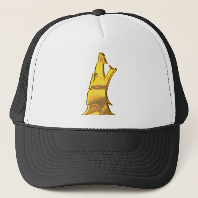 Boné trucker de espuma branca e preta com cabeça d (Frente)