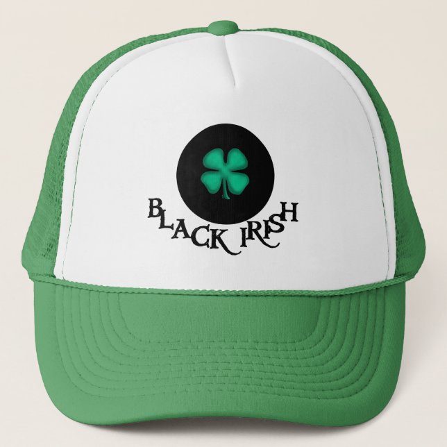Boné trucker de espuma preto, branco e verde Irish (Frente)