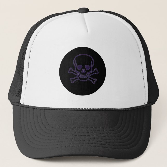 Boné trucker de espuma preto e branco Ghost Skull (Frente)