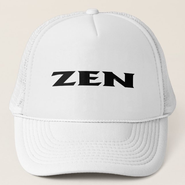 Boné trucker de espuma preto e branco Zen (Frente)