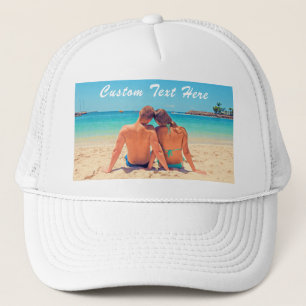 Boné Trucker de Texto Fotográfico Personalizado Que Sua