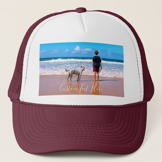Boné Trucker de Texto Personalizado - Seu Design de Ver (Frente)