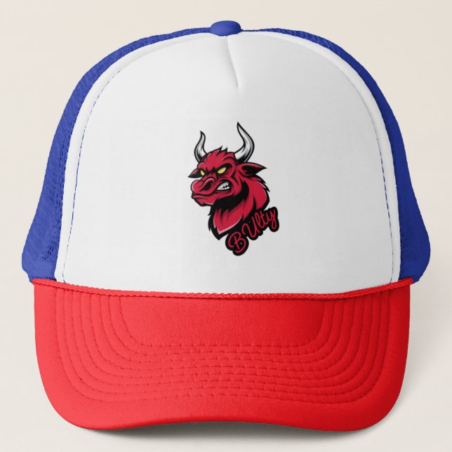 Boné Trucker Hat "Bully" - Vermelho, Branco e B (Frente)