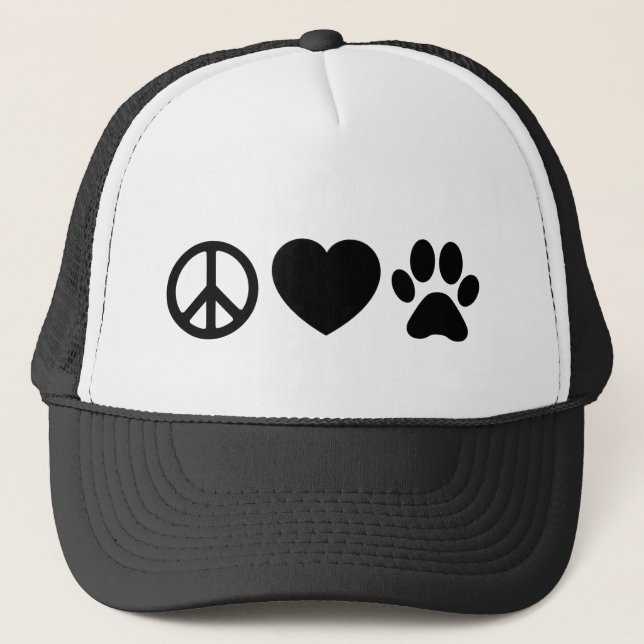 Boné Trucker Hat da Paz, do Amor e dos Cães (Frente)