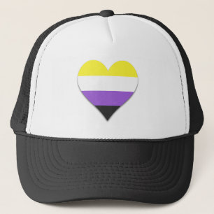Boné Trucker Hat do coração do orgulho não binário