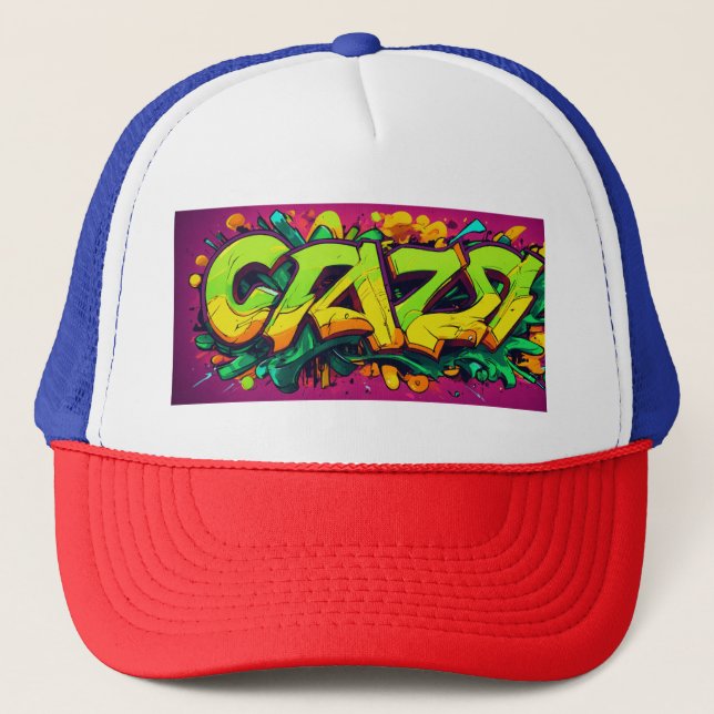 Boné Trucker Hat - Estilo de Grafite "Crazy Stunt" (Frente)