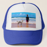 Boné Trucker Hat Personalizado com o Design de Fotograf<br><div class="desc">Chapéus de Fotografias Personalizados - Design próprio - Família Personalizada/Amigos ou Oferta de Bonés Pessoais - Adicione a sua Fotografia / texto - Redimensione mova ou remova e adicione elementos / texto com a ferramenta de personalização! Escolha / adicione sua fonte favorita / cor do texto! Você pode transferir este...</div>