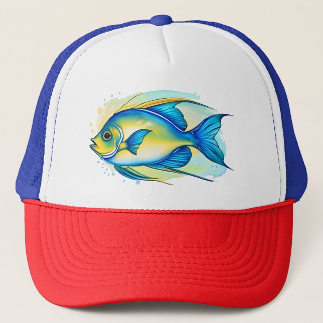 Boné Trucker Hat - Série Watercolor: Angelfish (Frente)