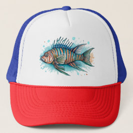 Boné Trucker Hat - Série Watercolor: Lionfish