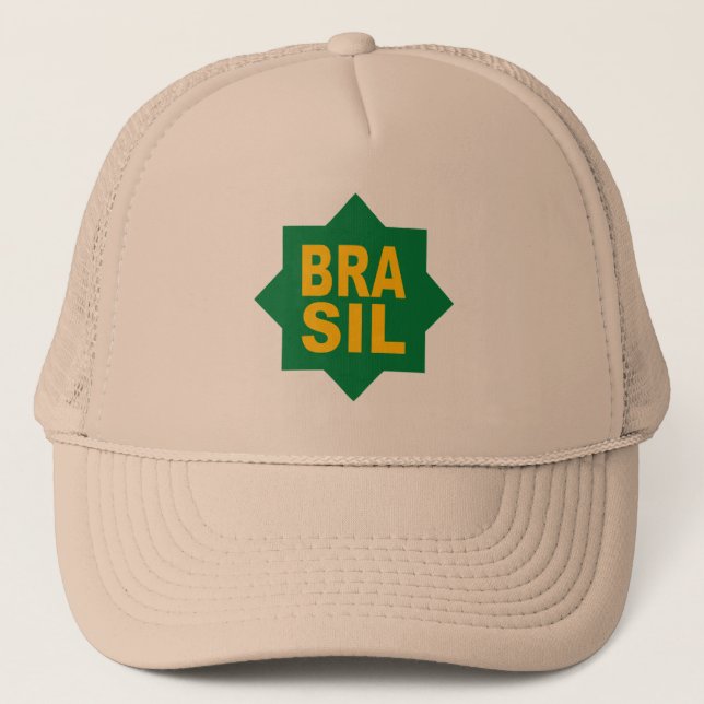 BONÉ   TRUCKER   KAKI   DESENHO BRASIL (Frente)