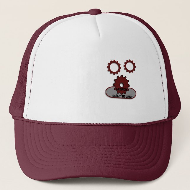 Boné Trucker Marrom e Branco, Engrenagem Mecânica  (Frente)