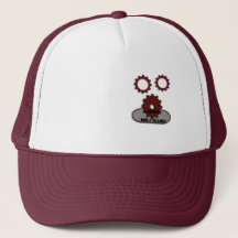 Boné Trucker Marrom e Branco, Engrenagem Mecânica 