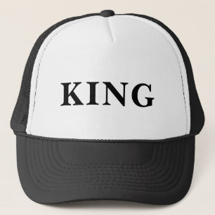 Boné Trucker Personalizado Rei Texto Branco e Pret