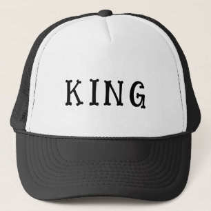 Boné Trucker Personalizado Rei Texto Branco e Pret