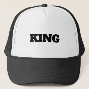 Boné Trucker Personalizado Rei Texto Branco e Pret