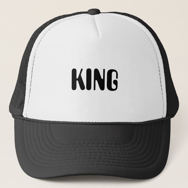 Boné Trucker Personalizado Rei Texto Branco e Pret (Frente)