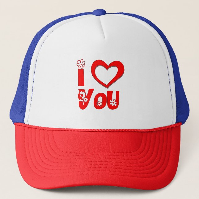 Boné Trucker Vermelho Eu Te Amo (Frente)