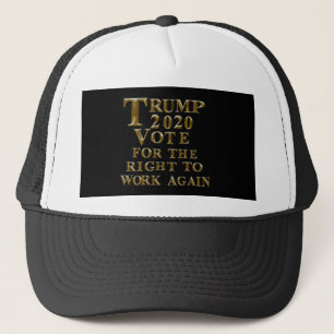 BONÉ TRUMP 2020 VOTAÇÃO PELO DIREITO DE TRABALHO NOVAME