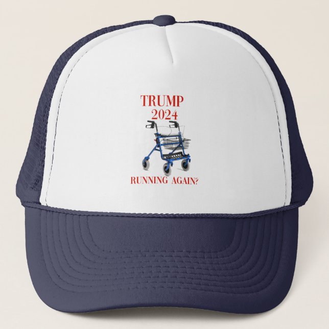Boné Trump 2024 Correndo Novamente? Trucker Hat (Frente)