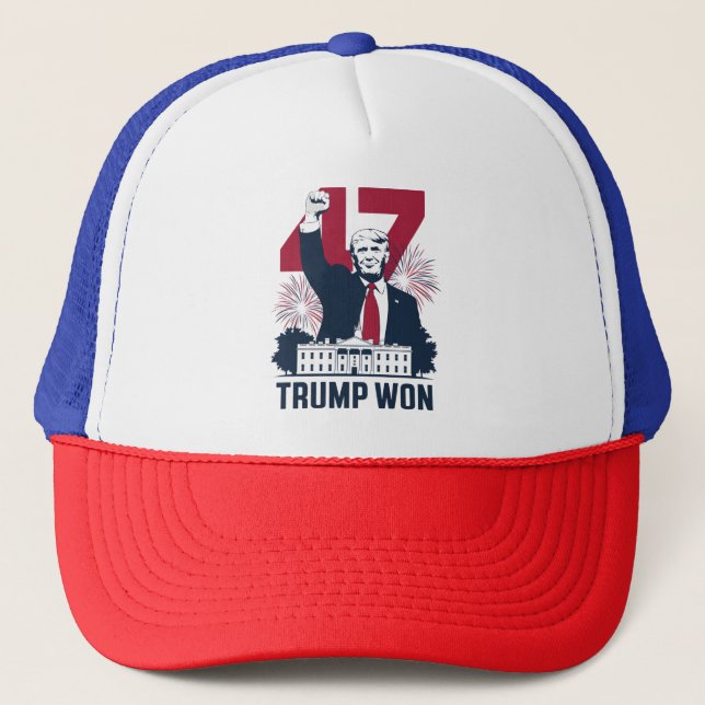 Boné Trump Venceu Novamente Eleição 2024 Presidente 47º (Frente)