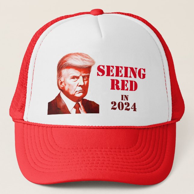 Boné Trump Ver Red Unfficial Mug Shot Trump 2024 (Frente)