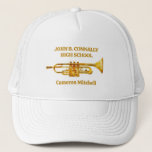 Boné Trumpet Player High School Band Gold Personalized<br><div class="desc">This modern custom gold high school marching band hat features the student and band name under the trumpet instrument. Customize for symphonic,  wind ensemble,  or concert band members or their director for a great graduation keepsake gift.</div>