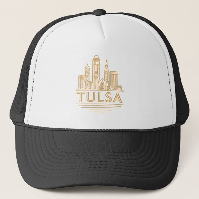 Boné Tulsa Skyline | Art Deco Line Art City Design (Frente)