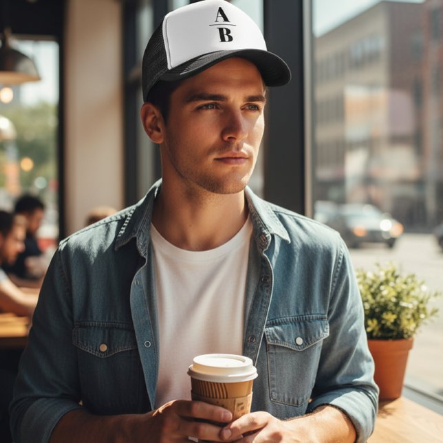 Boné Two-Tone Trucker Hat Customizable Split Initial (Criador carregado)