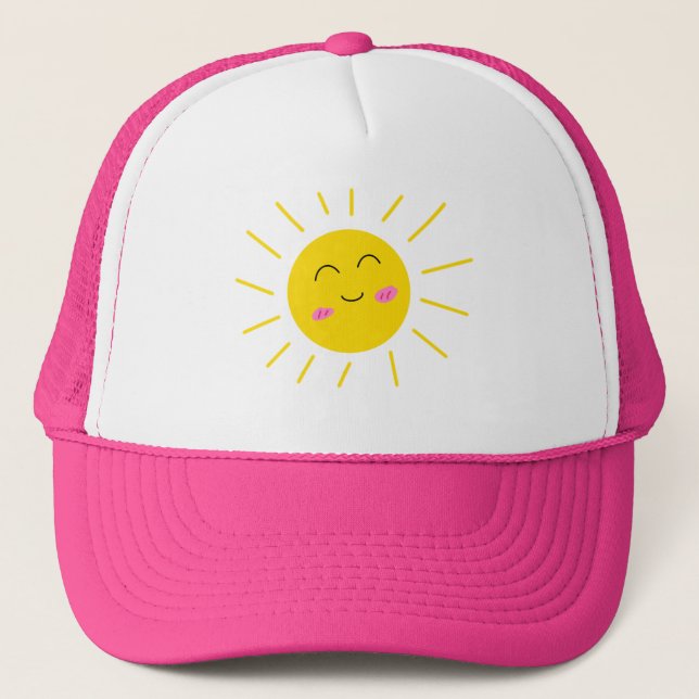 Boné Um belo desenho animado doce e feliz chapéu de sol (Frente)