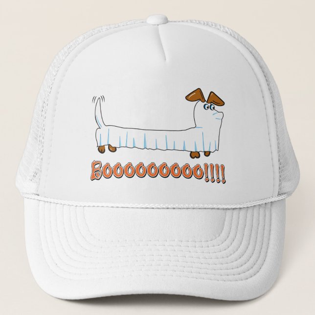 Boné Um Dachshund em uma Folha como Fantasma do Hallowe (Frente)