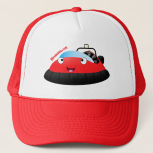 Boné Um desenho animado de hovercraft, vermelho e bonit