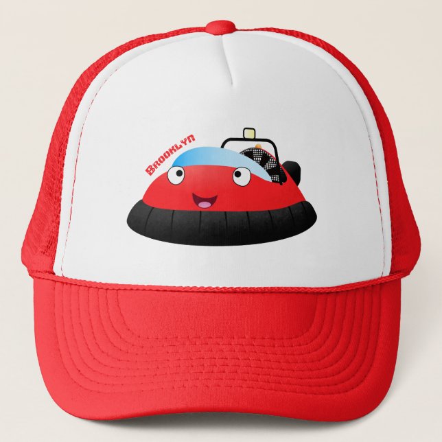 Boné Um desenho animado de hovercraft, vermelho e bonit (Frente)