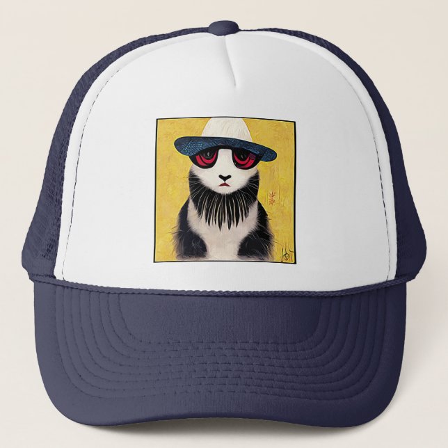 Boné Um gato com chapéu 04 (Frente)