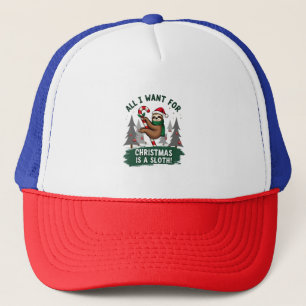 Boné Um Preguiça Para O Natal. Fofo, Preguiça De Natal