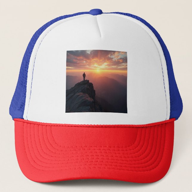 Boné Um sol majestoso visto do pico da montanha (Frente)