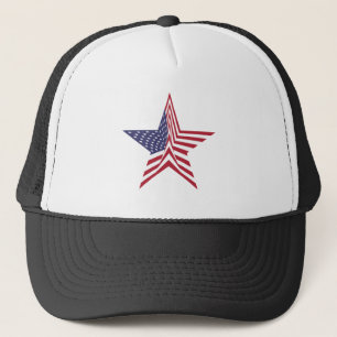 Boné Uma Estrela Com Um Padrão De Bandeira Americano