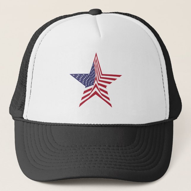 Boné Uma Estrela Com Um Padrão De Bandeira Americano (Frente)