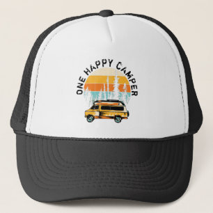 Boné Uma Feliz Camper Vintage Sunset com Camper e Árvo