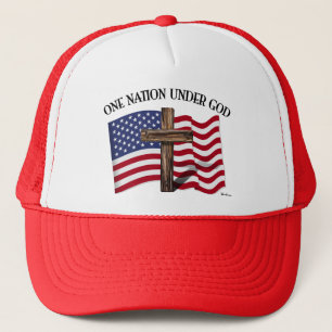 Boné Uma Nação Sob Deus com cruz robusta e bandeira dos